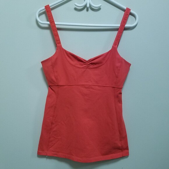 Lululemon Orange Red Ruffle Tank Top Size 8 Medium Adjustable Strap - Picture 2 of 6